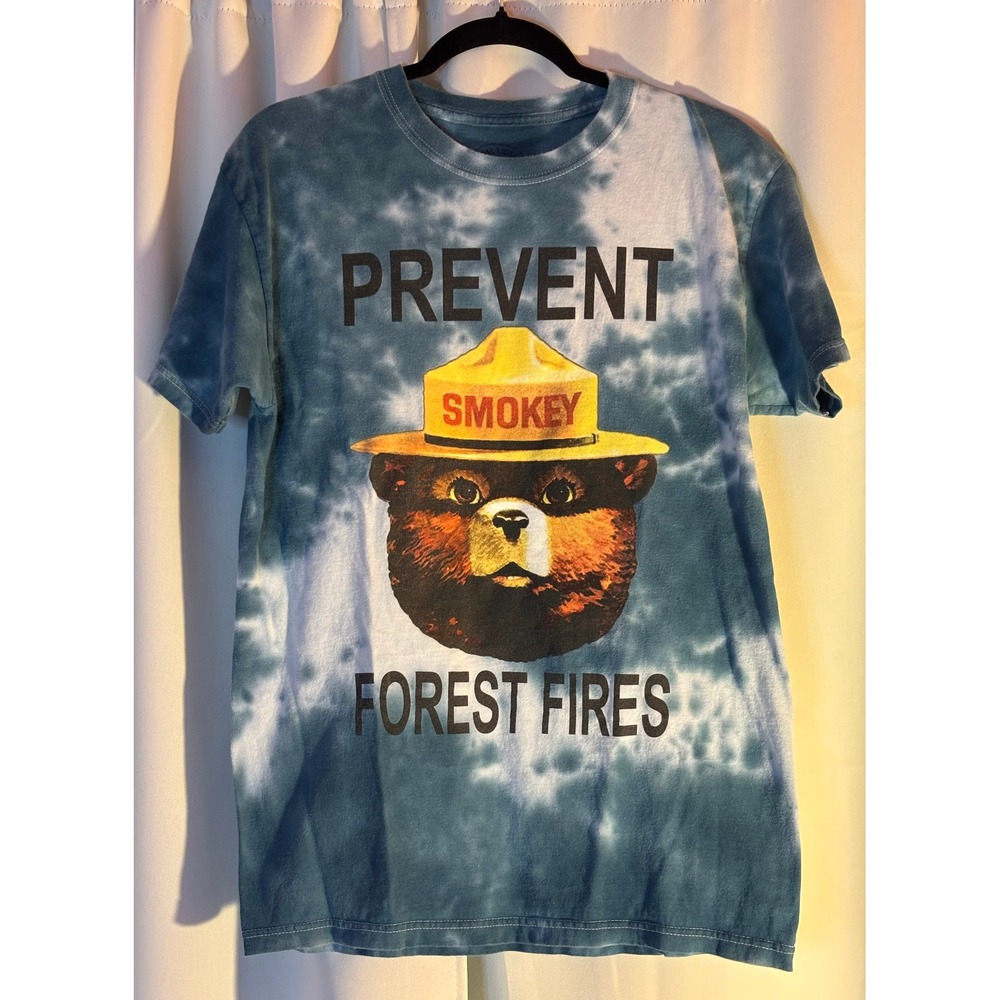 Smokey Bear Prevent Forest Fires Tie Dye Graphic T-Shirt Mens Medium Official